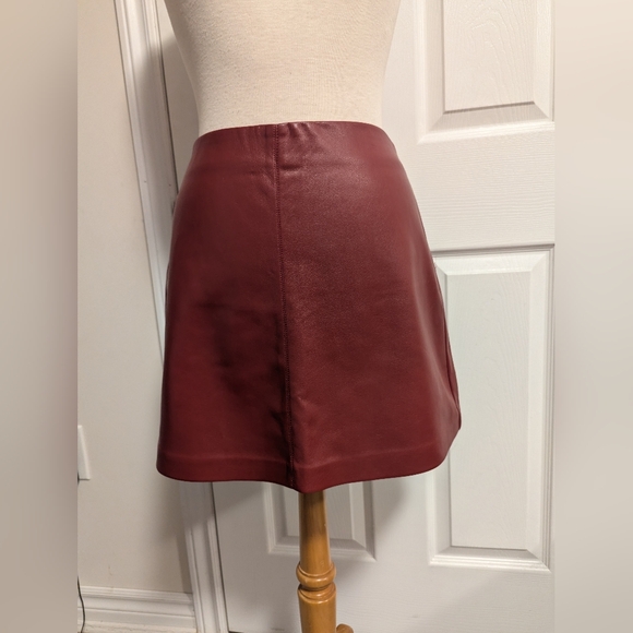 Dynamite Deep Red Leather Mini Skirt - Picture 5 of 9